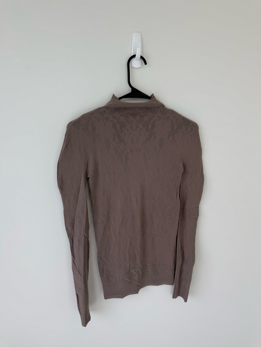 Free People Lace Mock Neck Long Sleeve Top in Taupe